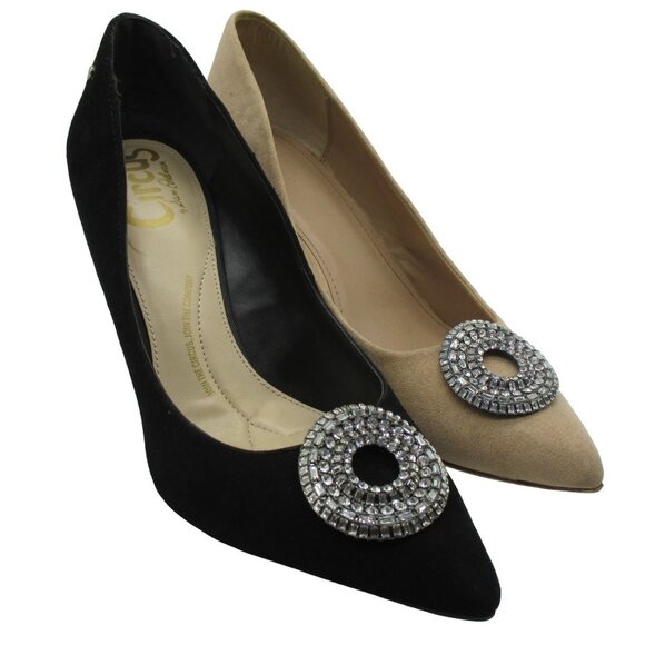 White House Black Market WHBM Glass Crystal Circular Shoe Clips, Set of 2 - Picture 1 of 10